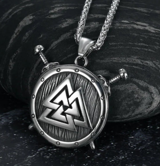 Asgard Crafted Circular Horn Rune Pendant Chain Bijou Her