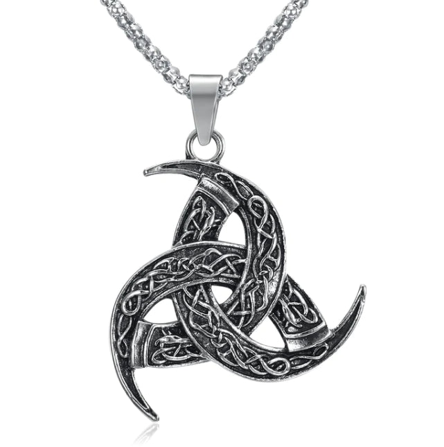 Asgard Crafted Circular Horn Rune Pendant Chain Bijou Her