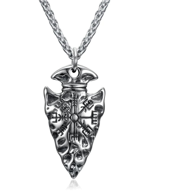 Asgard Crafted Handcrafted Stainless Steel Nordic Spear Head Pendant With Helm Of Terror Bijou Her