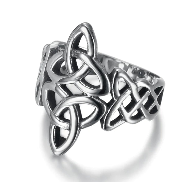 Asgard Crafted Handcrafted Stainless Steel Triquetra And Celtic Knot Ring Bijou Her