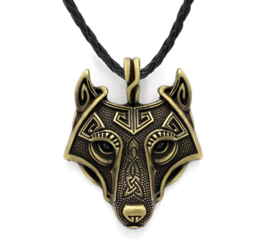 Asgard Crafted Norse Grey Wolf Head Pendant Chain Bijou Her