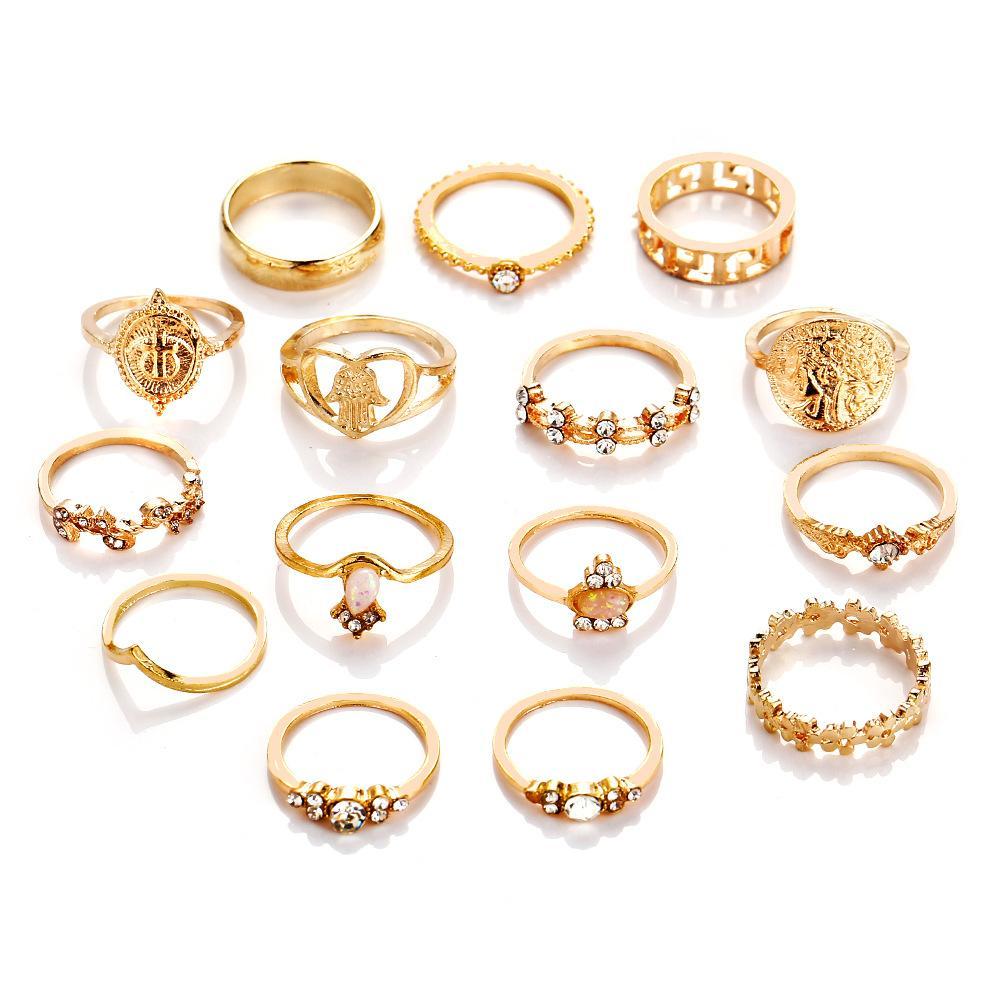 Assorted Ring Set with Austrian Crystals - 18K Gold Plated, Hypoallergenic, Comfort Fit Jewelry from Italy Bijou Her