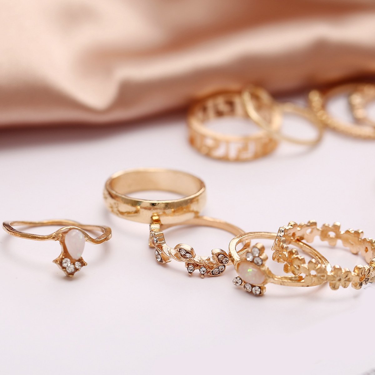 Assorted Ring Set with Austrian Crystals - 18K Gold Plated, Hypoallergenic, Comfort Fit Jewelry from Italy Bijou Her