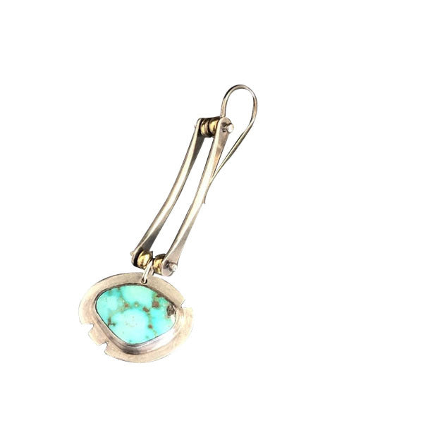 Asymmetric Turquoise Natural Gemstone Long Color Separation Earrings For Women Bijou Her