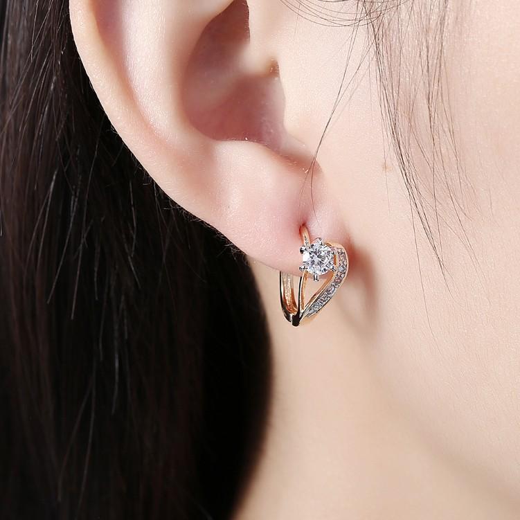 Austrian Crystal Heart Earrings in 18K Gold Plating - Hypoallergenic & Comfort Fit Bijou Her