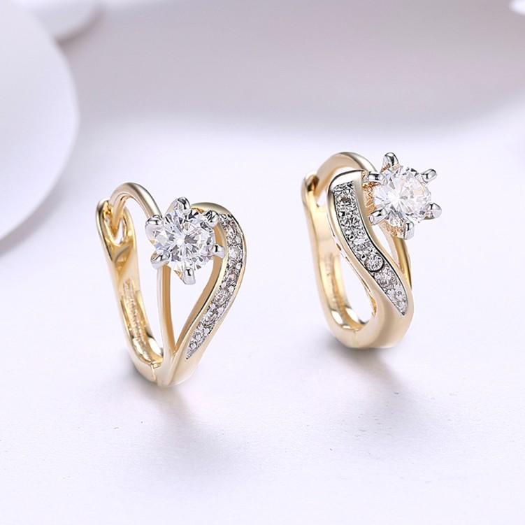 Austrian Crystal Heart Earrings in 18K Gold Plating - Hypoallergenic & Comfort Fit Bijou Her