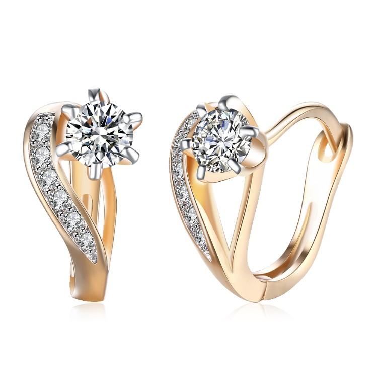 Austrian Crystal Heart Earrings in 18K Gold Plating - Hypoallergenic & Comfort Fit Bijou Her