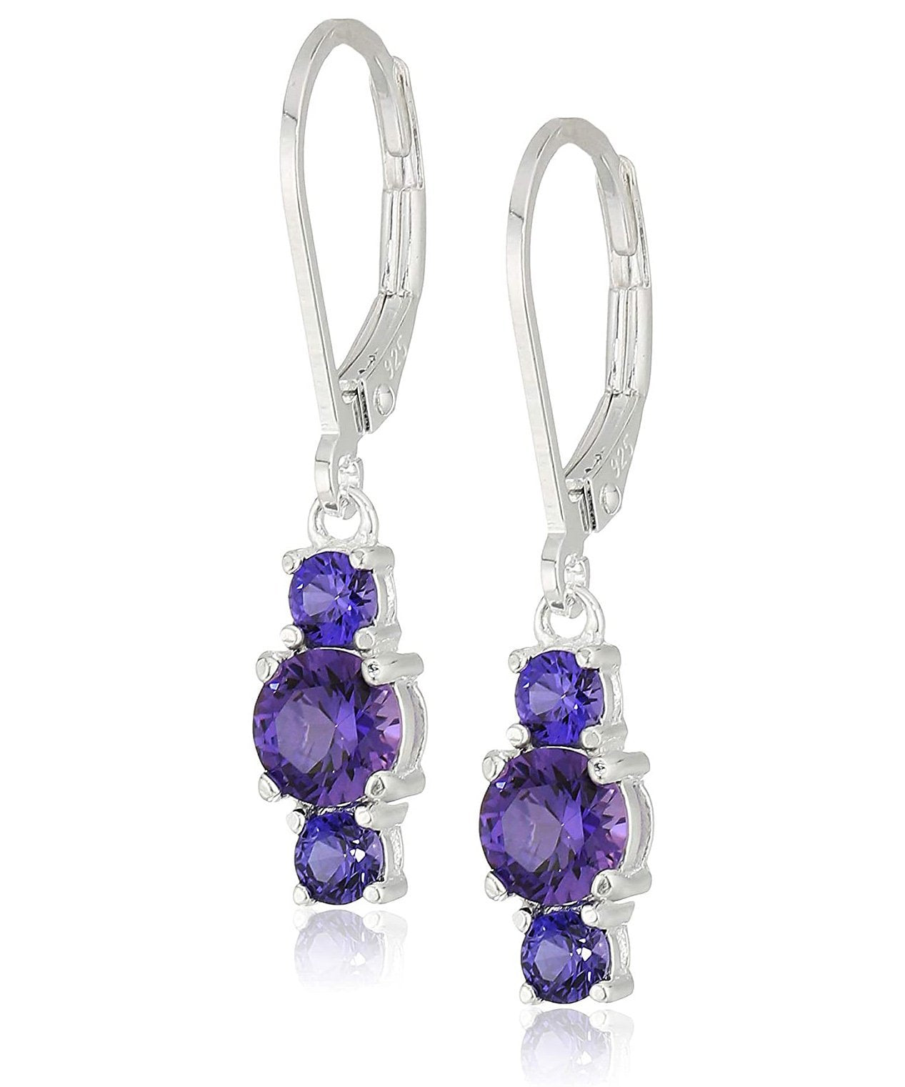 Austrian Crystal Three Stone Dangle Earrings - Hypoallergenic, Made in Italy Bijou Her