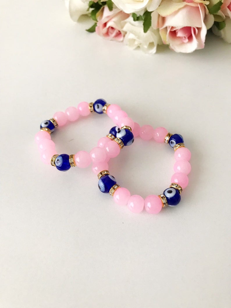 Baby Evil Eye Bracelet, Baby Protection Bracelet, Glass Beads Bijou Her