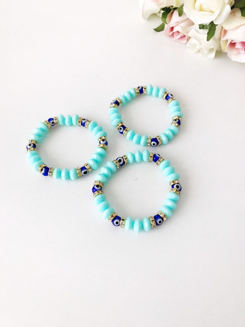 Baby Evil Eye Bracelet, Baby Protection Bracelet, Glass Beads Bijou Her