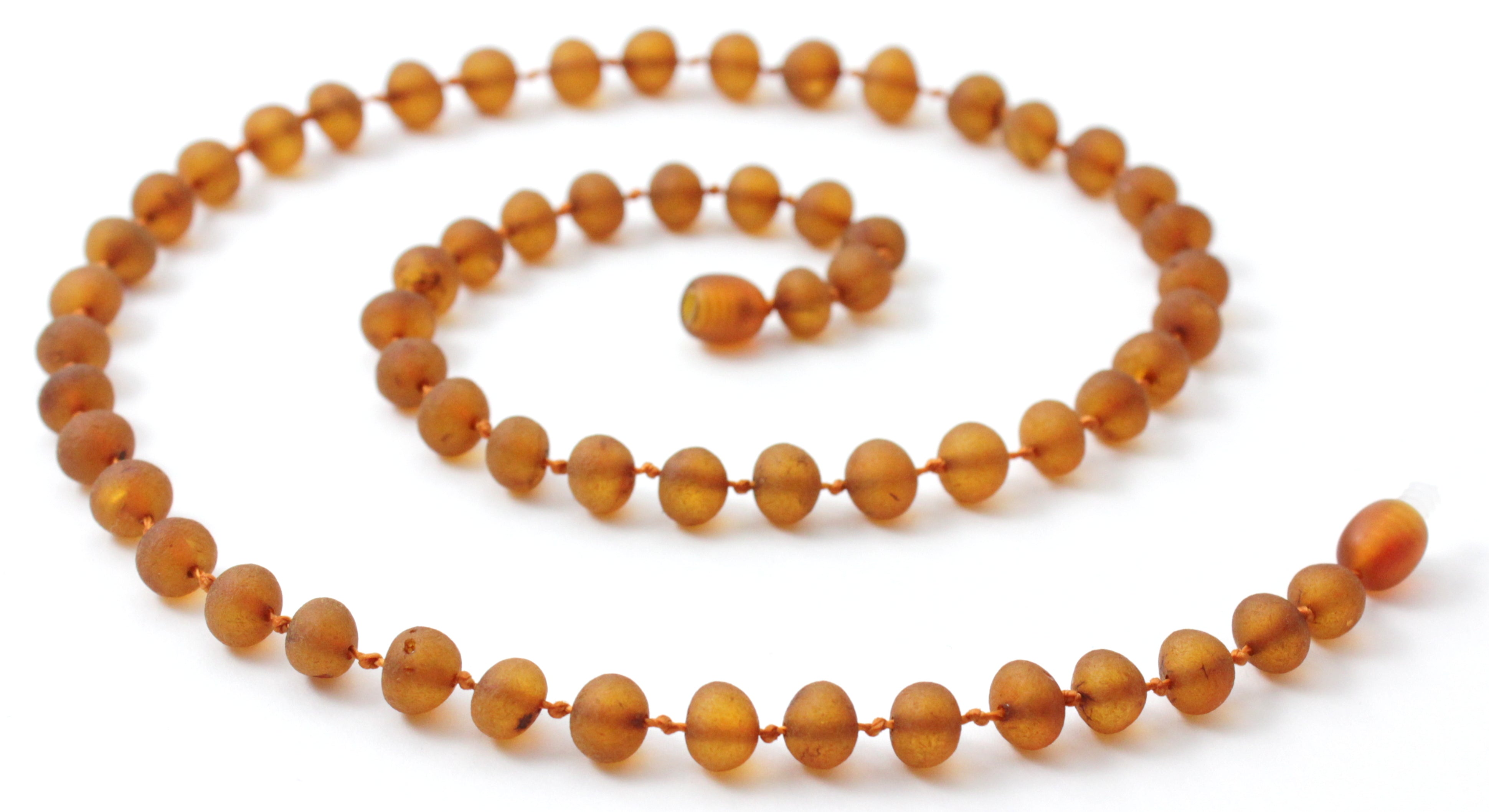 Baltic Amber Beaded Necklace - Raw Cognac Brown Color for Adults Bijou Her