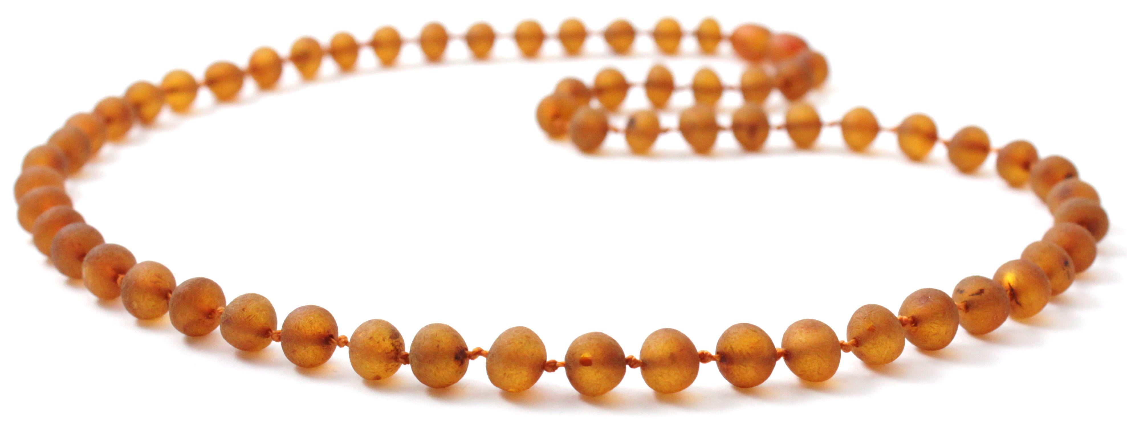 Baltic Amber Beaded Necklace - Raw Cognac Brown Color for Adults Bijou Her