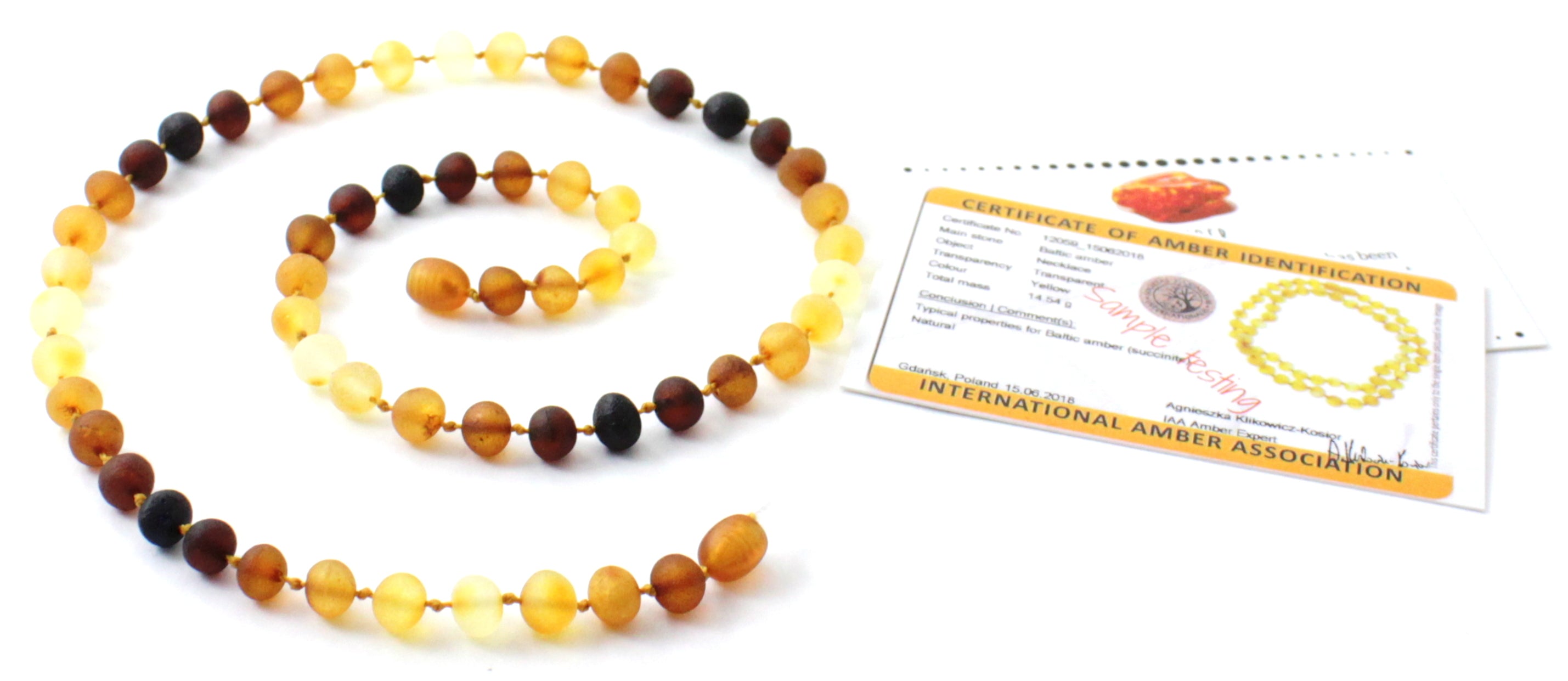 Baltic Amber Beaded Necklace - Unpolished Multi-Color for Men and Women Bijou Her