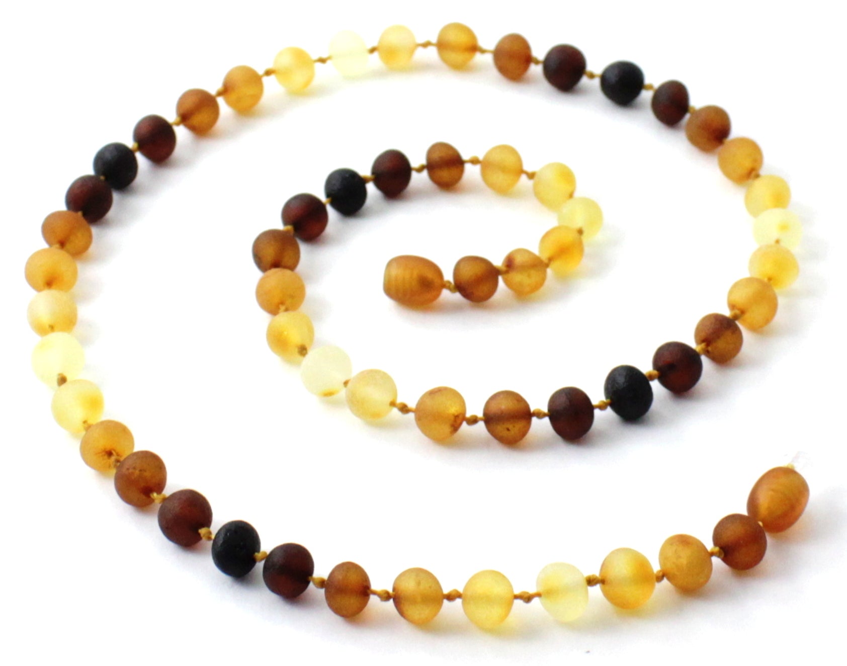 Baltic Amber Beaded Necklace - Unpolished Multi-Color for Men and Women Bijou Her