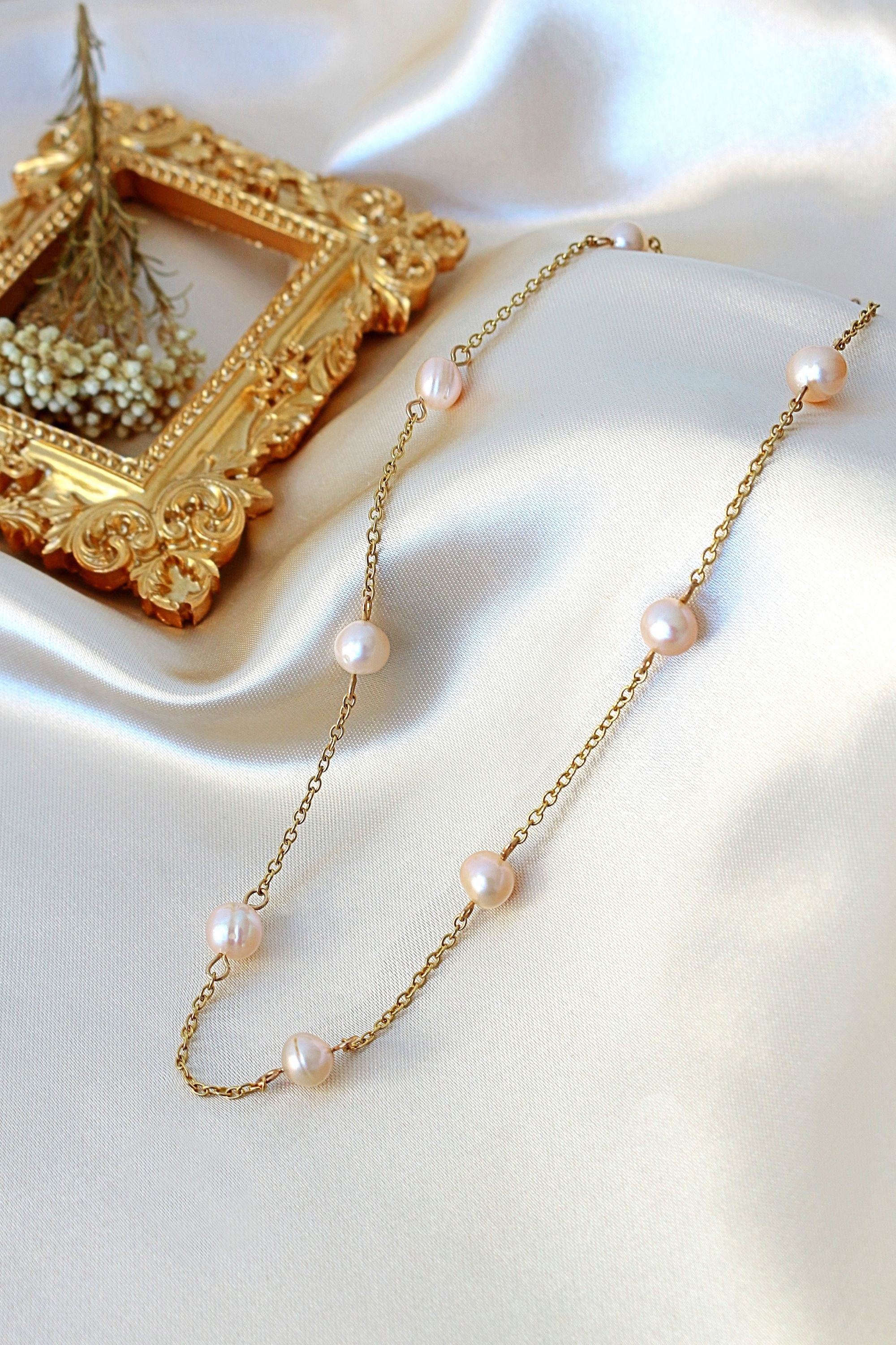 Baroque Freshwater Pearl Chain Choker - 24K Gold Plated Stainless Steel Bijou Her