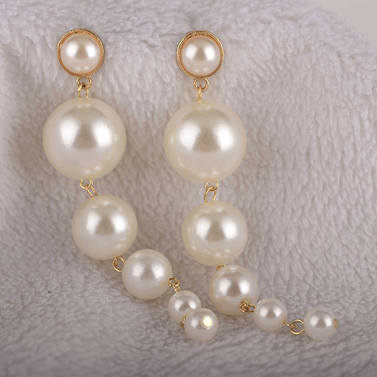 Baroque Pearl Earrings - Long String Design, 9.7cm Dimension, 18.5g Weight, Alloy Material Bijou Her