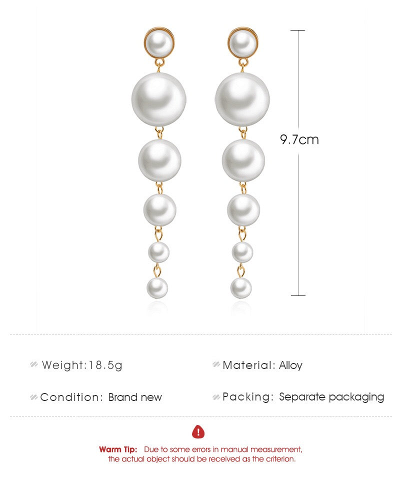 Baroque Pearl Earrings - Long String Design, 9.7cm Dimension, 18.5g Weight, Alloy Material Bijou Her