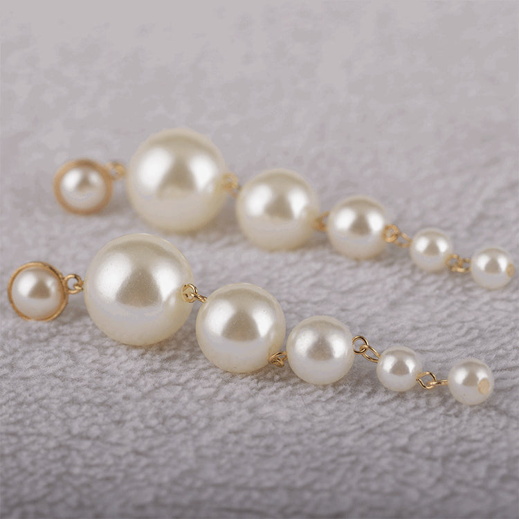 Baroque Pearl Earrings - Long String Design, 9.7cm Dimension, 18.5g Weight, Alloy Material Bijou Her