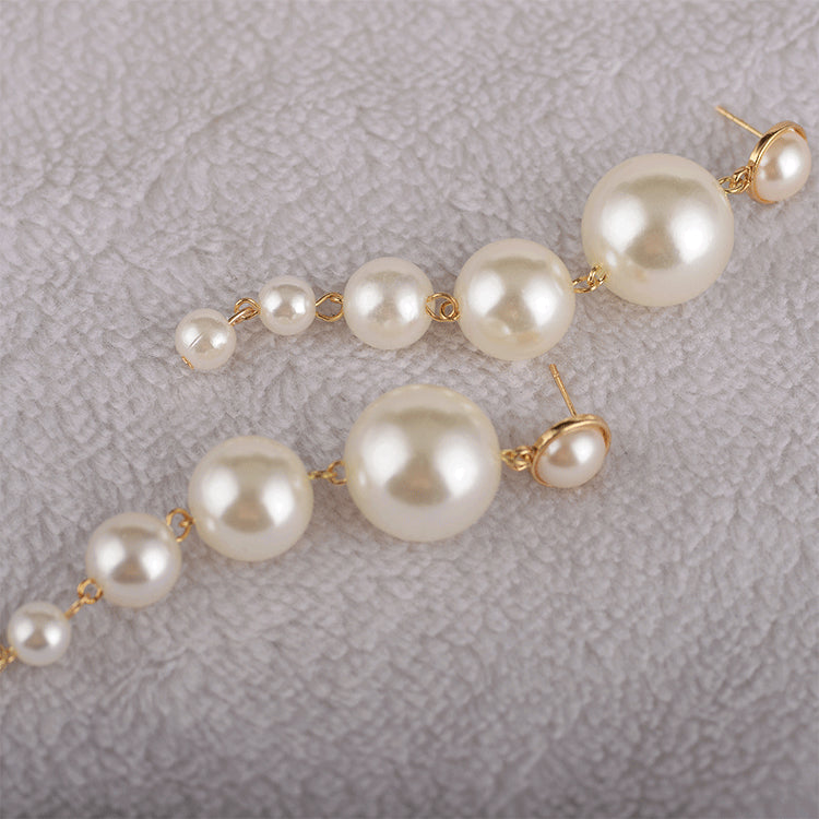 Baroque Pearl Earrings - Long String Design, 9.7cm Dimension, 18.5g Weight, Alloy Material Bijou Her