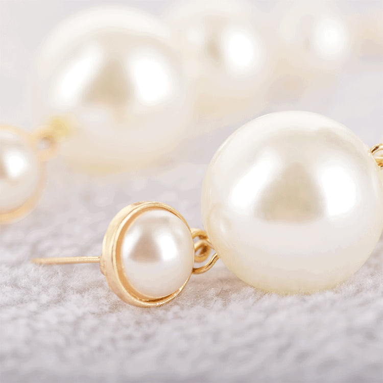 Baroque Pearl Earrings - Long String Design, 9.7cm Dimension, 18.5g Weight, Alloy Material Bijou Her