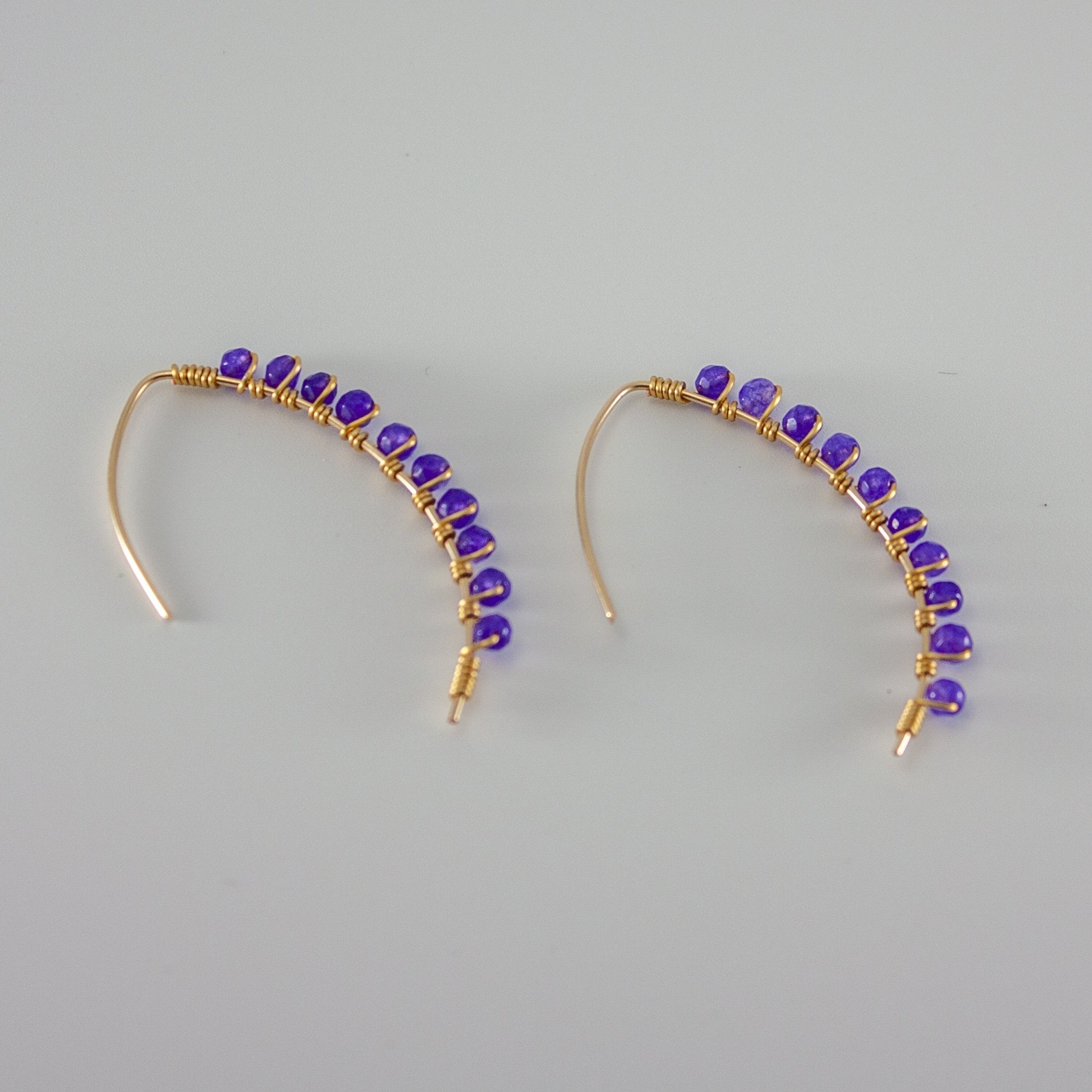 Beaded Amethyst Threader Earrings in 14K Gold Filled Wire Bijou Her