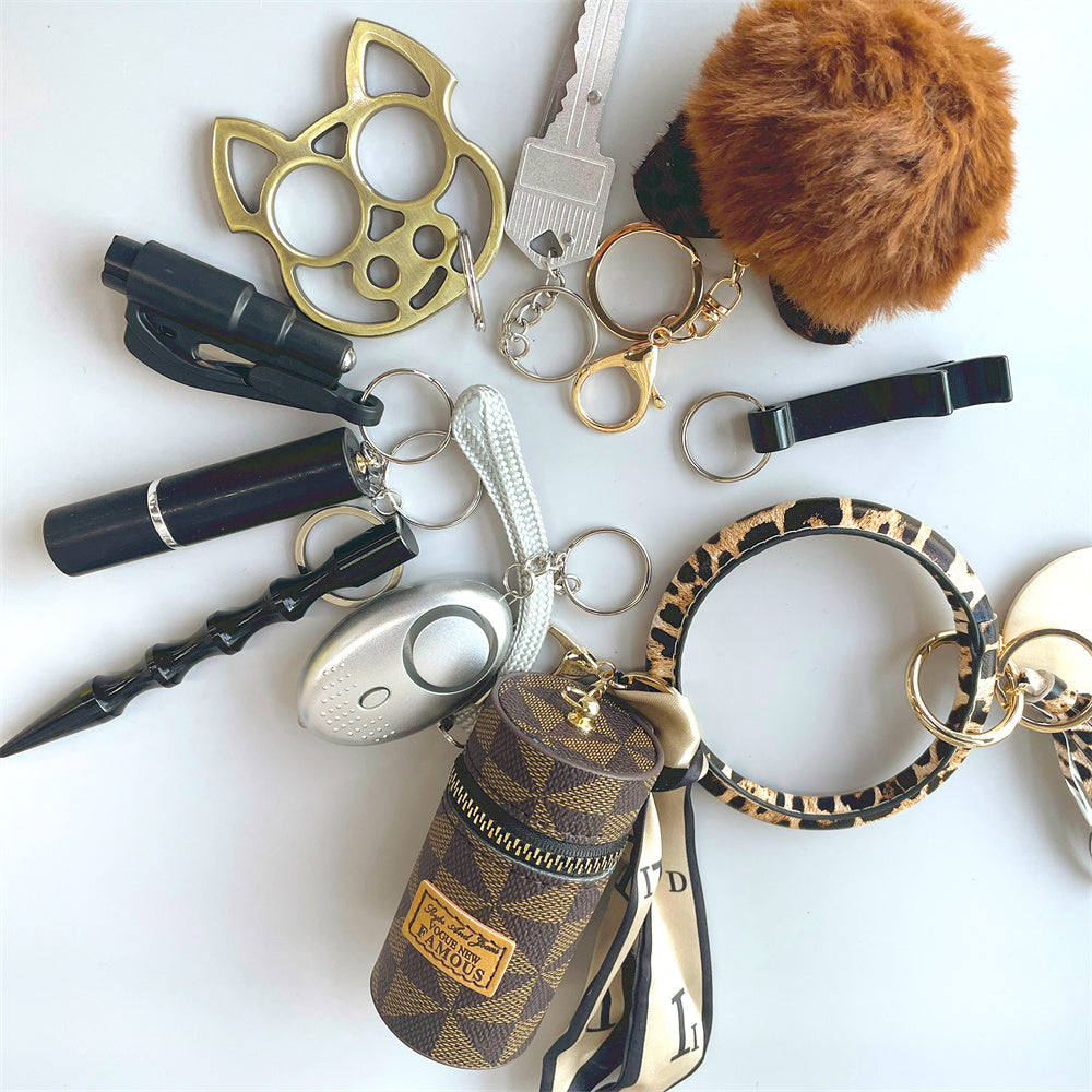 Beaded Card Bag Wool Ball Bottle Opener Finger Tiger Key Self-defense Key Buckle Set Bijou Her