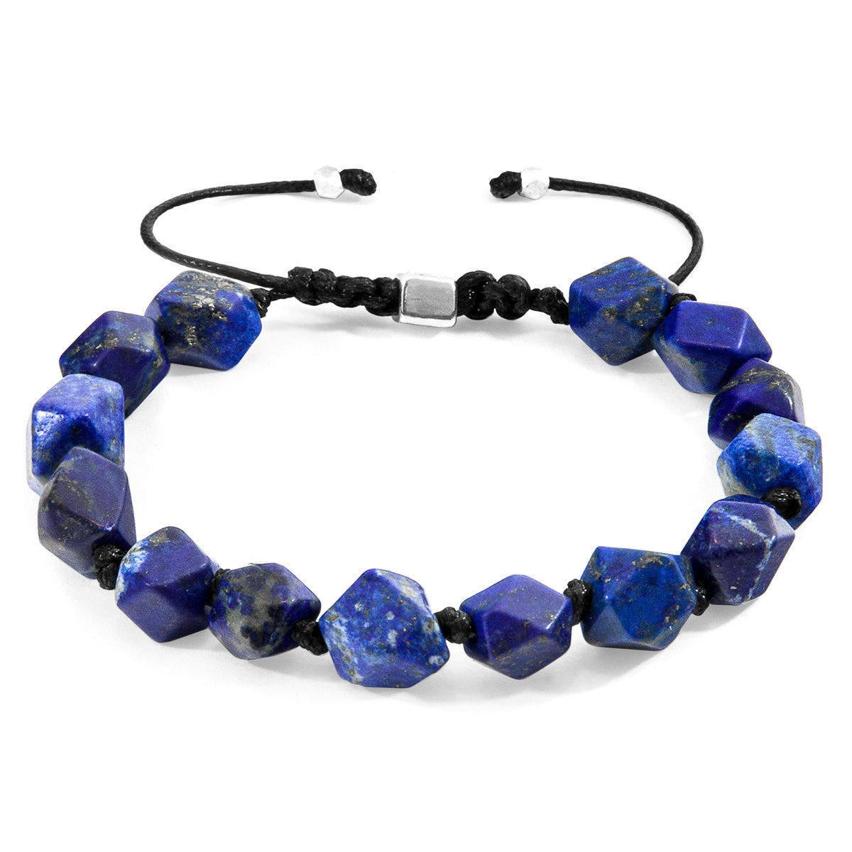 Beaded Lapis Lazuli Silver Stone Bracelet - Handcrafted in Great Britain Bijou Her