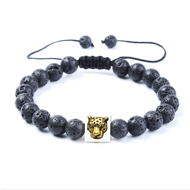 Black Dragon Agate Natural Stone Lion Head Bracelet Bijou Her