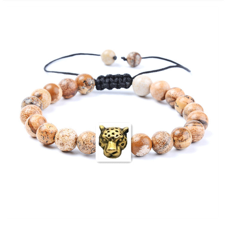 Black Dragon Agate Natural Stone Lion Head Bracelet Bijou Her