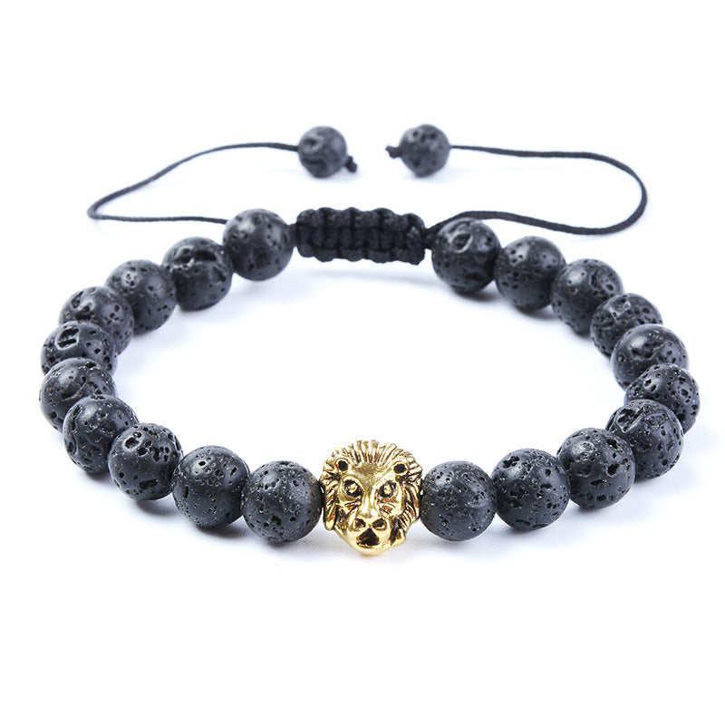 Black Dragon Agate Natural Stone Lion Head Bracelet Bijou Her