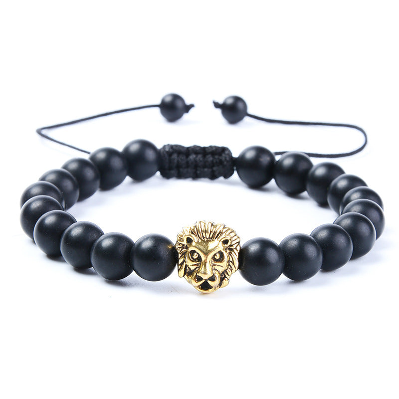 Black Dragon Agate Natural Stone Lion Head Bracelet Bijou Her