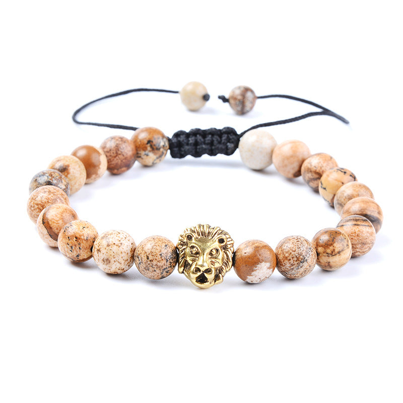 Black Dragon Agate Natural Stone Lion Head Bracelet Bijou Her