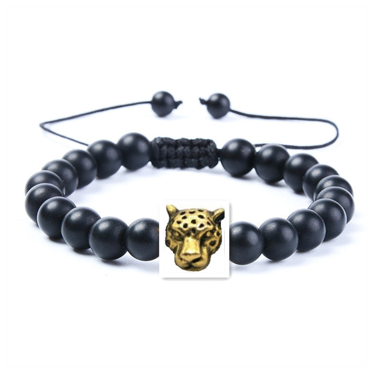 Black Dragon Agate Natural Stone Lion Head Bracelet Bijou Her