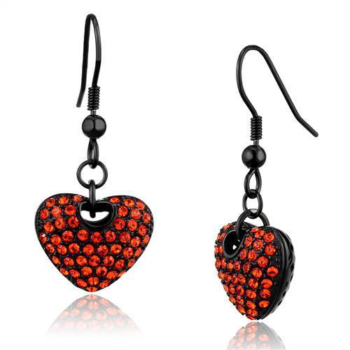 Black Ion Plated Stainless Steel Earrings with Top Grade Crystal - Fashion Trend for Valentine's Day Bijou Her