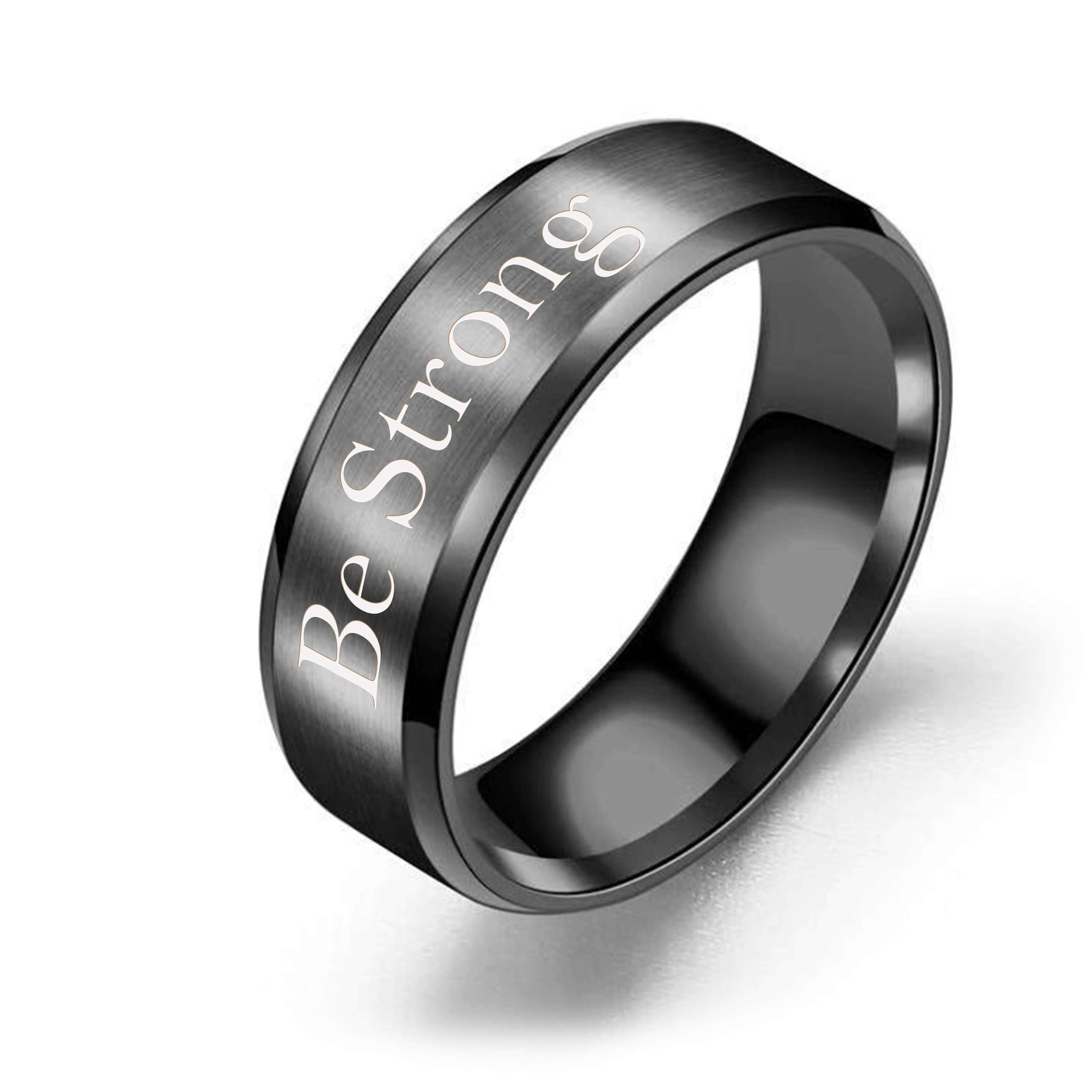 Black Stainless Steel Comfort Fit Ring - 8mm Brushed Finish for Strength Bijou Her