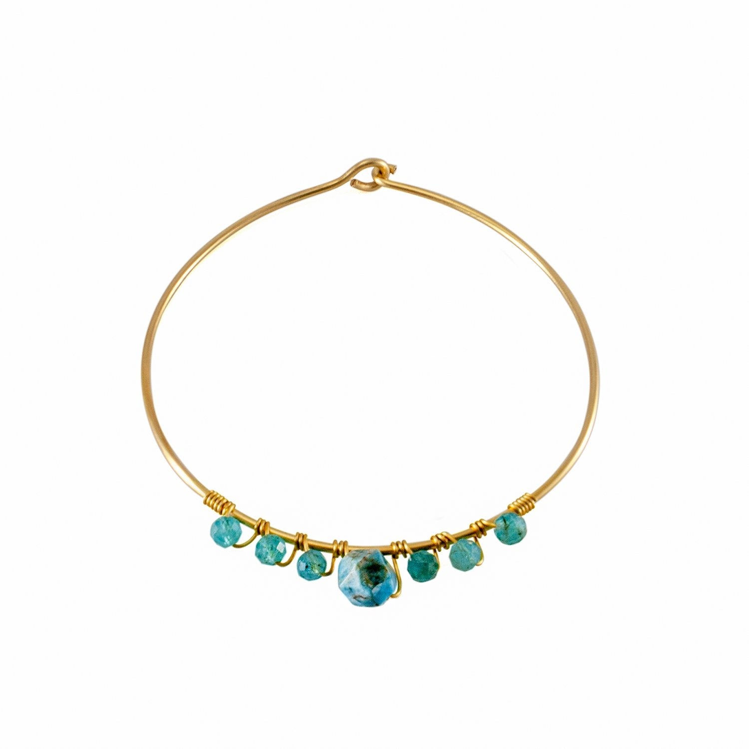 Blue Apatite Beaded Bangle with Gold Accents Bijou Her