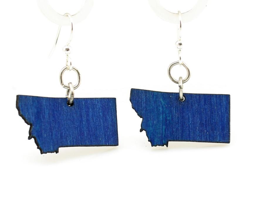 Blue Montana Wood Earrings - Sustainable & Lightweight - Hypoallergenic Ear Wires - Made in U.S.A. Bijou Her