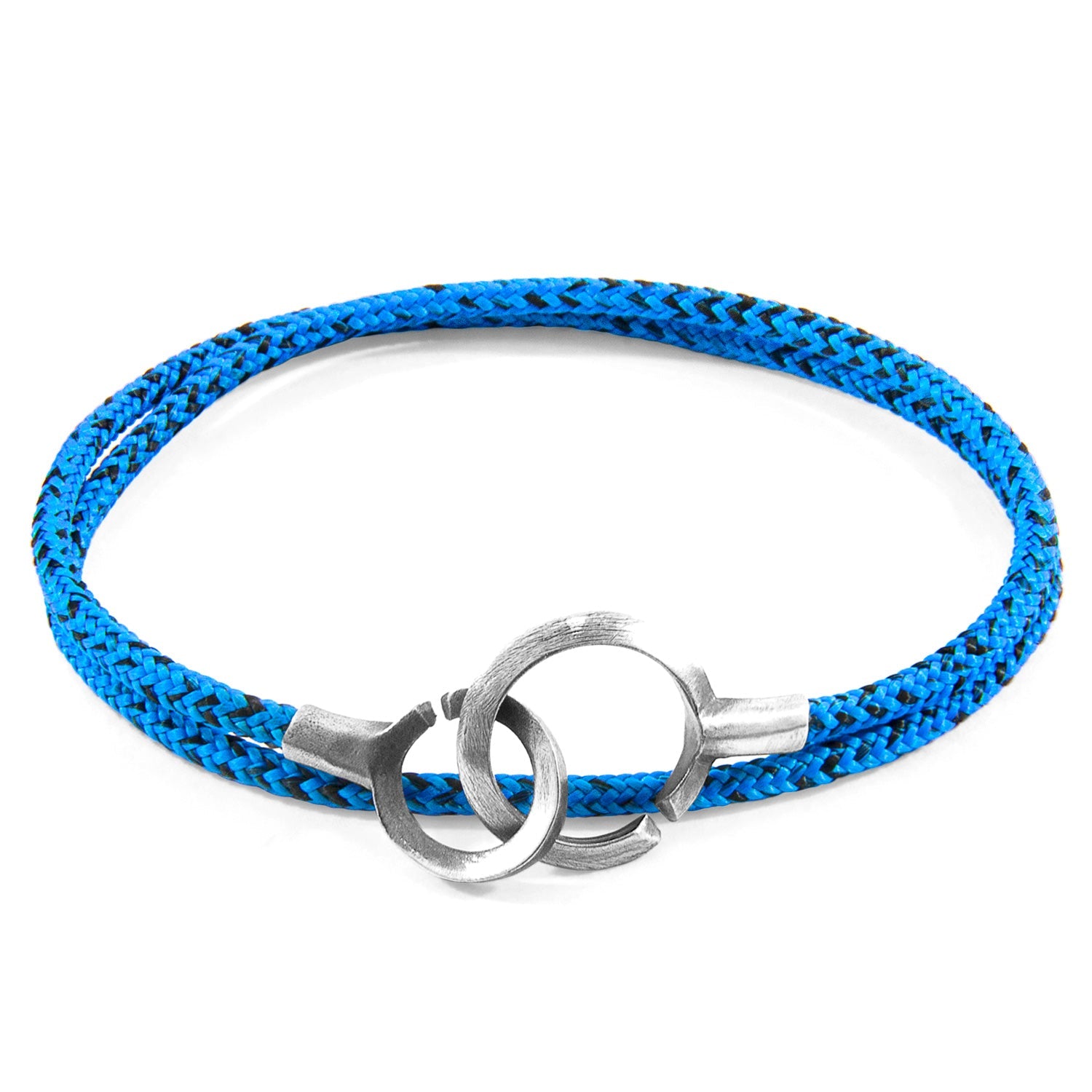 Blue Noir Montrose Silver and Rope Bracelet - Handcrafted in Great Britain with Marine Grade Rope and Sterling Silver Clasps Bijou Her