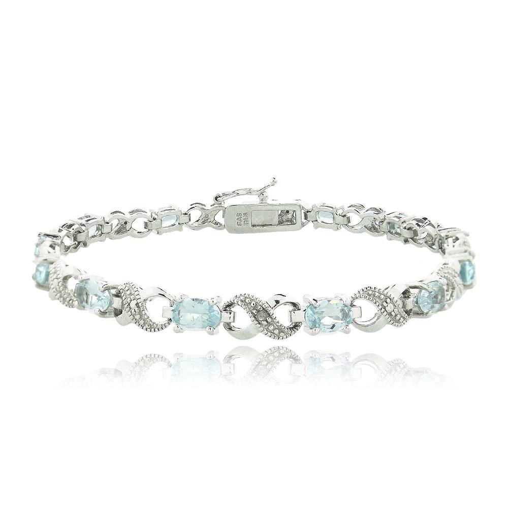 Blue Topaz Infinity Bracelet in 18K White Gold Plated - Hypoallergenic & Made to Last Bijou Her