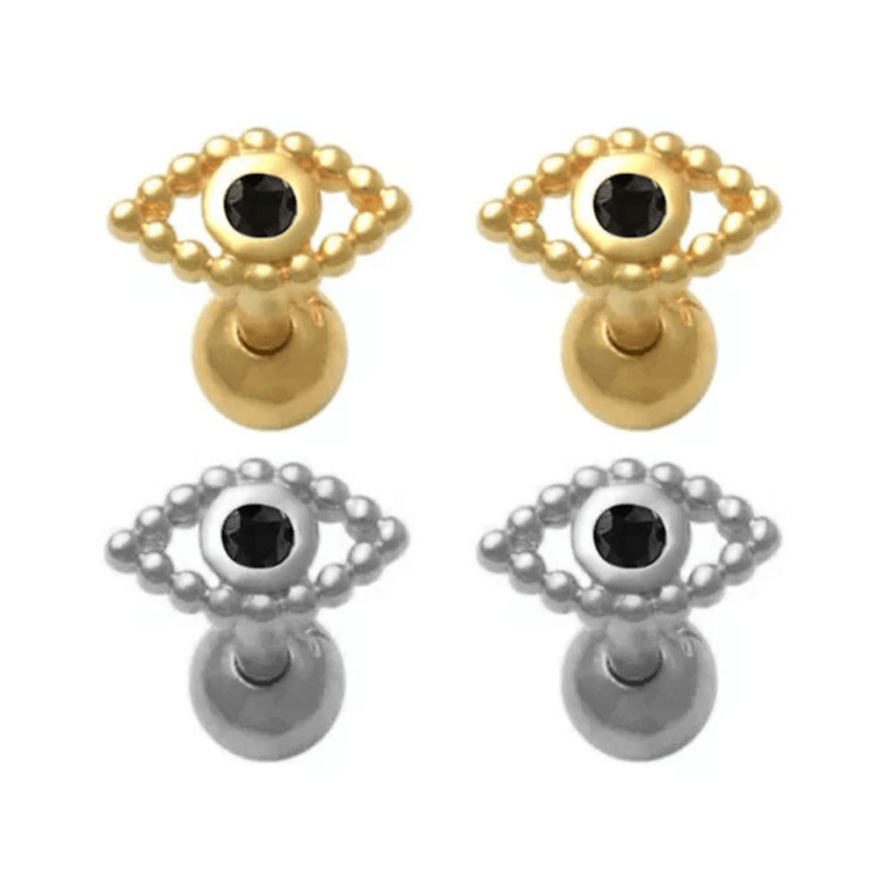 Bohemian Style Sterling Silver Eye-shaped Earrings Bijou Her