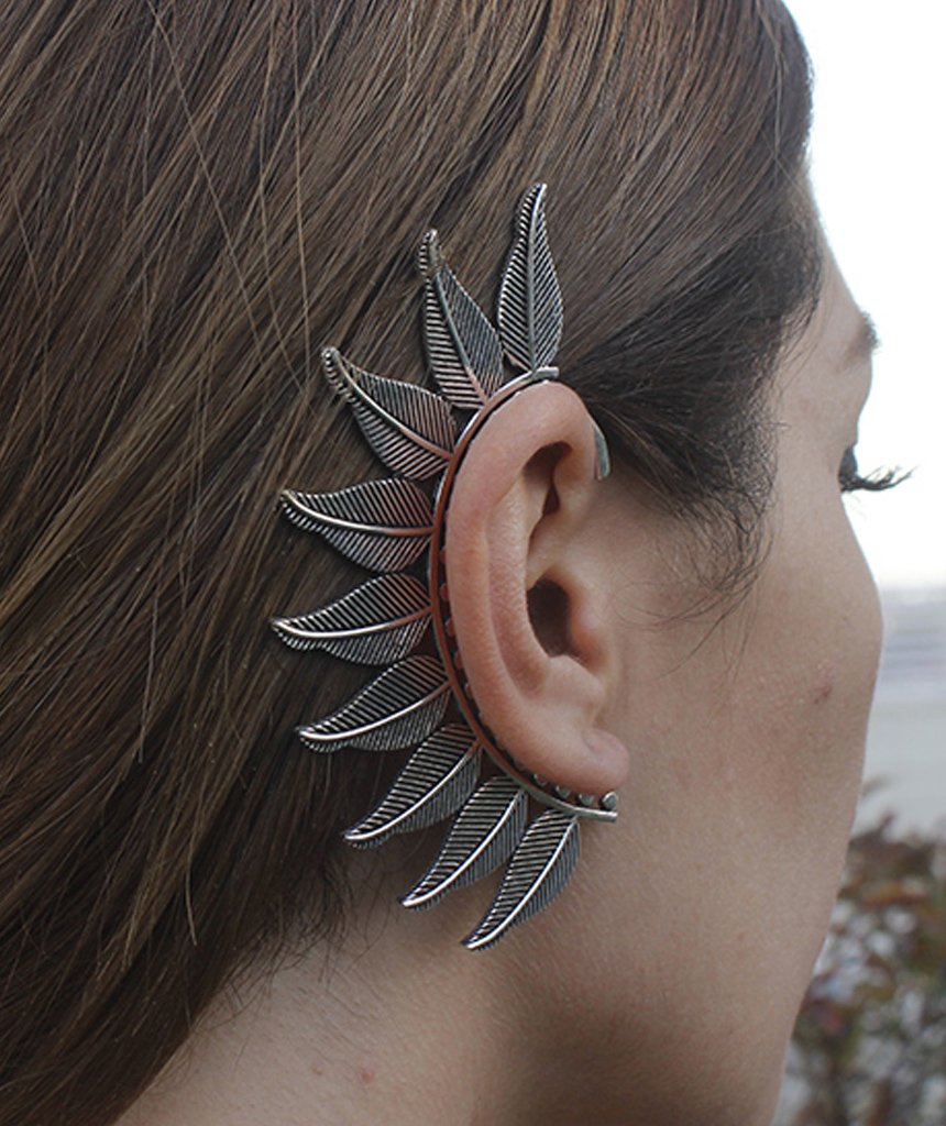 Boho Leaf Earcuff - Stunning Festival Accessory in Gold and Silver Bijou Her