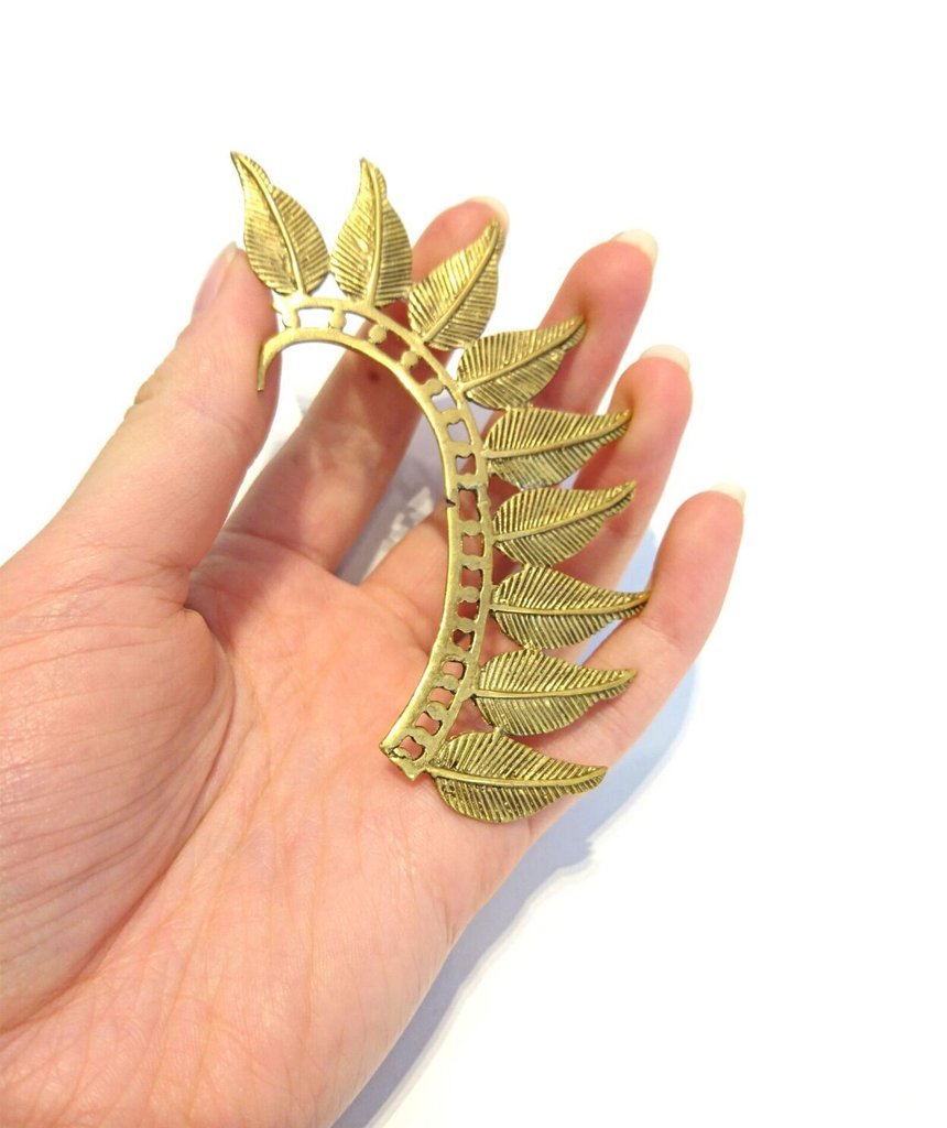 Boho Leaf Earcuff - Stunning Festival Accessory in Gold and Silver Bijou Her