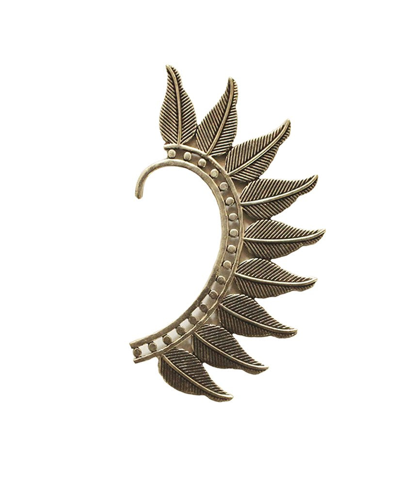 Boho Leaf Earcuff - Stunning Festival Accessory in Gold and Silver Bijou Her