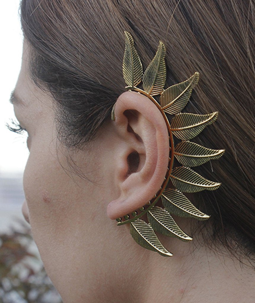 Boho Leaf Earcuff - Stunning Festival Accessory in Gold and Silver Bijou Her