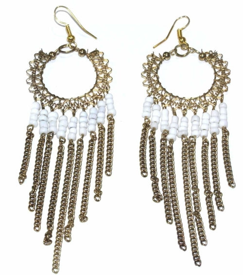 Boho Style Jaali Chain Filigree Beaded Earrings - Handcrafted Accessories for Women Bijou Her