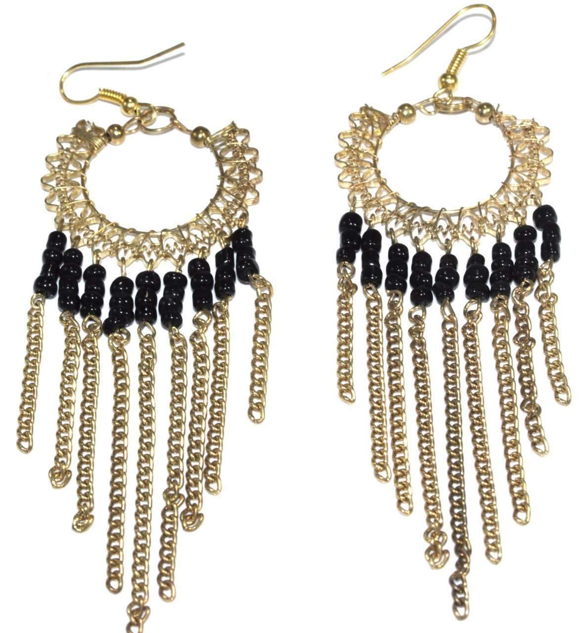 Boho Style Jaali Chain Filigree Beaded Earrings - Handcrafted Accessories for Women Bijou Her