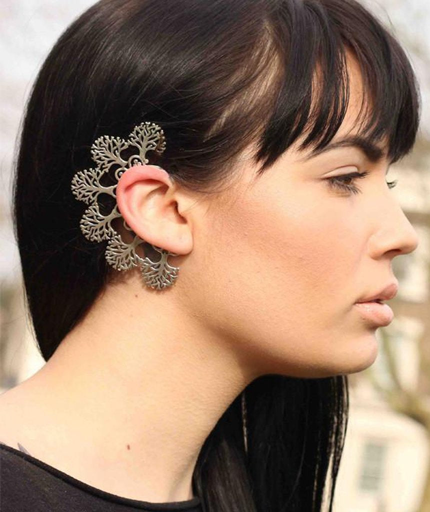 Boho Tree Earcuff - Adjustable, Hypoallergenic, Tree of Life Design in Gold and Silver Bijou Her