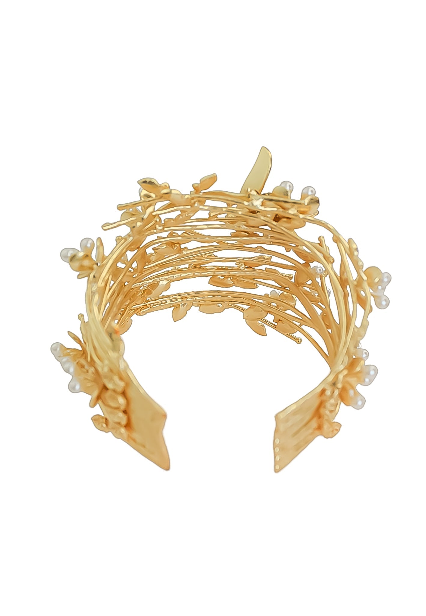 Botanical Gold-Plated Bracelet | Hand-Crafted Lightweight Statement Piece | Sustainable Fashion | Adjustable Size | 86 gr | Length 7 cm Bijou Her