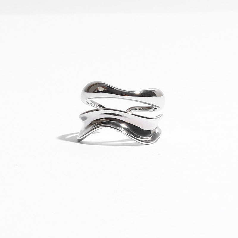 Brass White Gold Plated Minimalist Normcore Style Personalized Niche Ring Bijou Her