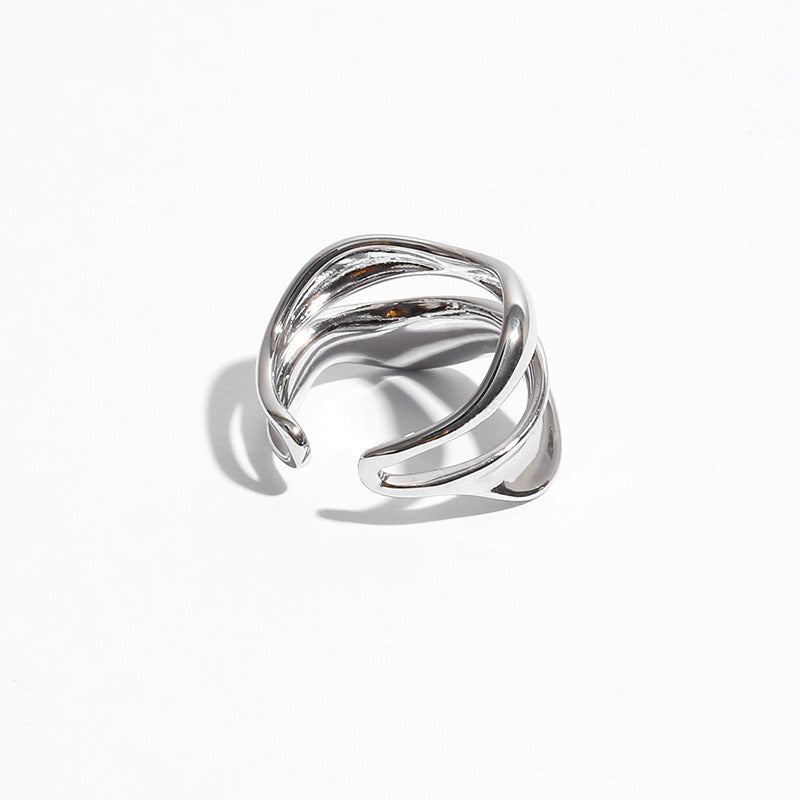 Brass White Gold Plated Minimalist Normcore Style Personalized Niche Ring Bijou Her
